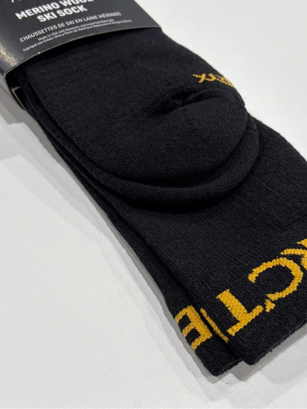 Arc’teryx Men's Large Merino Wool Ski Sock Black NWT Snow Snowboard Cushion